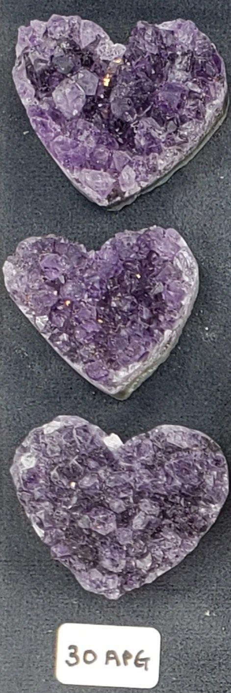 Small Amethyst Heart Clusters Triplets - CRYSTAL LIGHT ELEMENTS 