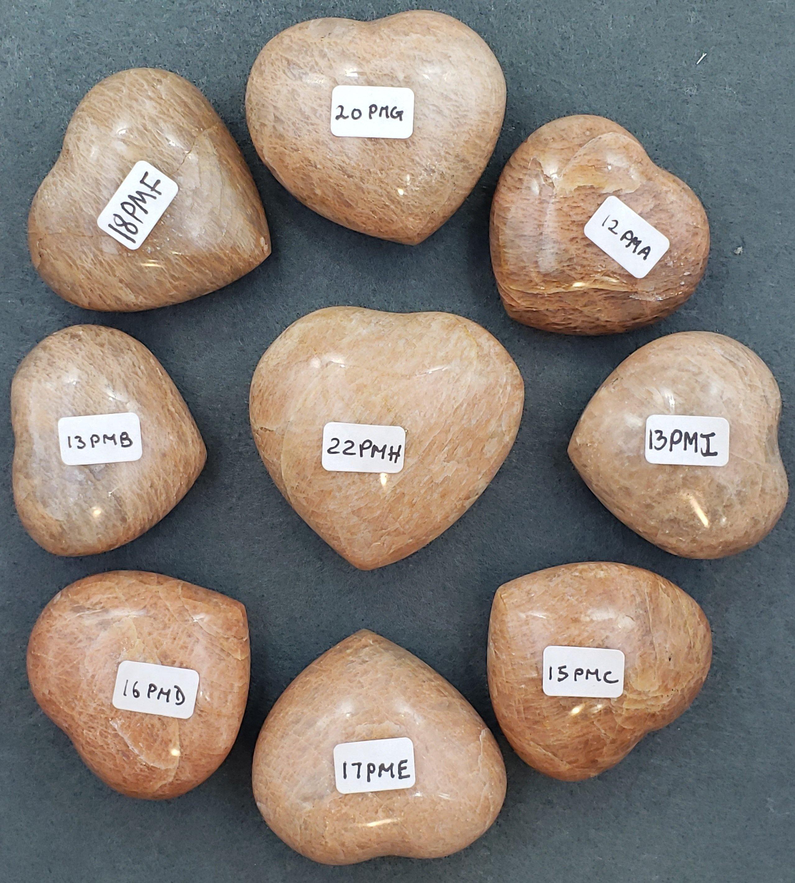 Peach Moonstone Hearts Palm Stones - CRYSTAL LIGHT ELEMENTS 