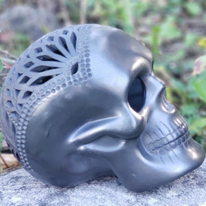 Catrina and Catrin Day of the Dead Clay Ceramic Skulls